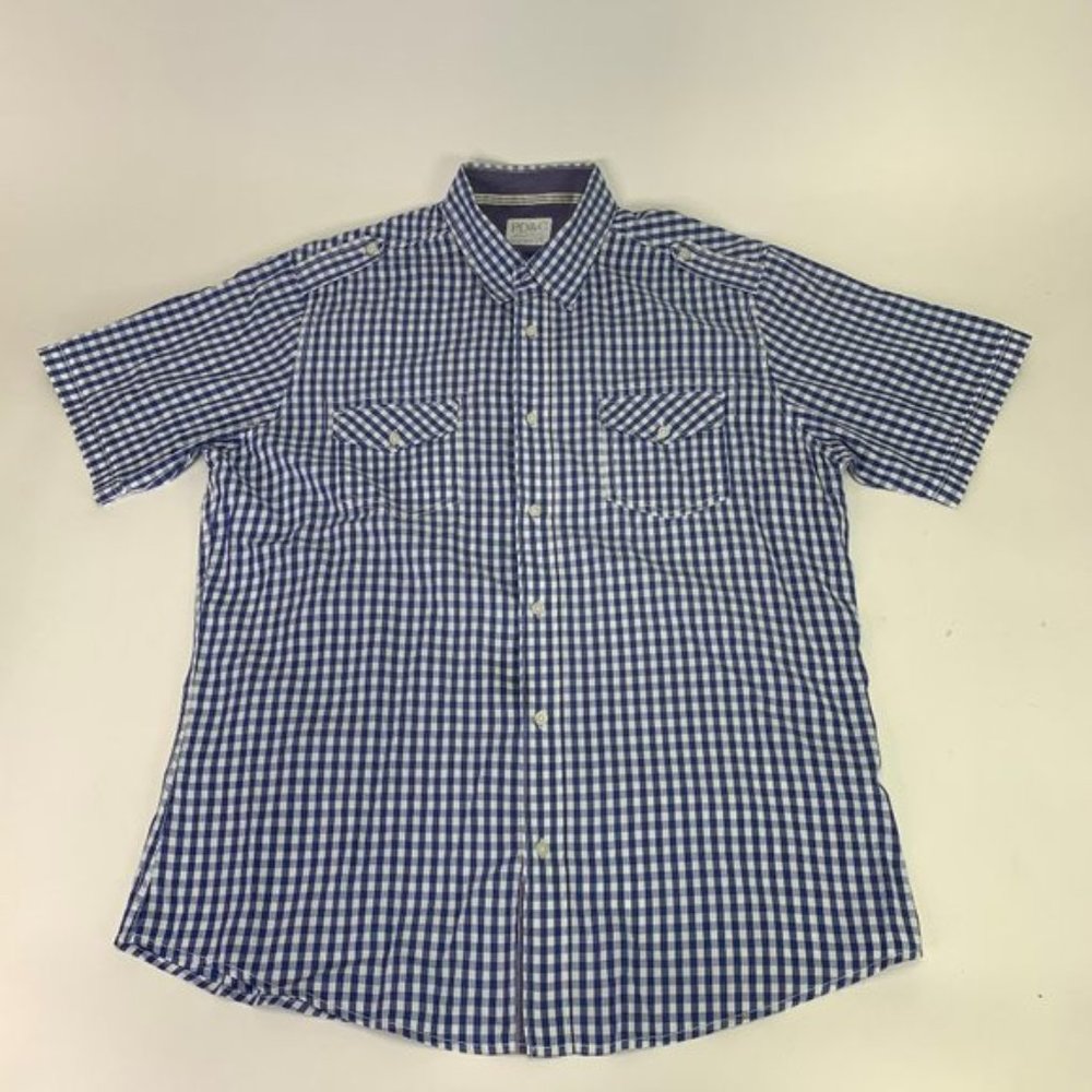 PD&C Plaid Short Sleeve Button Up Casual Shirt XL